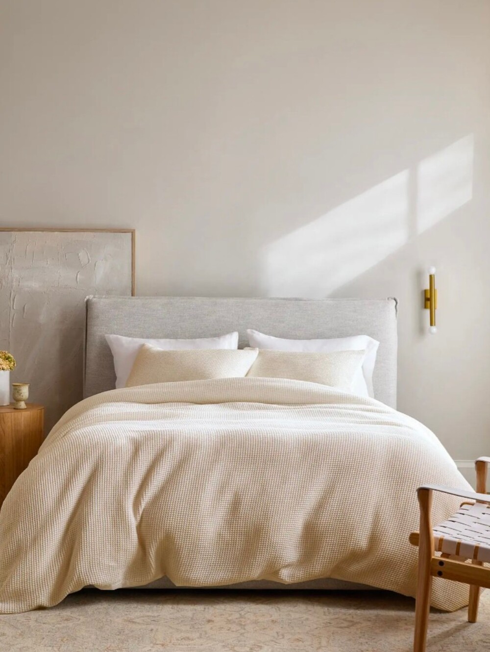 Quince waffle duvet cover set combines breathable Organic cotton cozy New